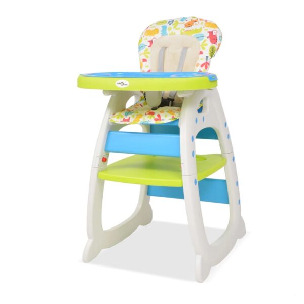 MARKET Kinderstühle Schlichte 3-in-1 verwandelbarer Hochstuhl mit Essbrett Blau und Grün - Gewicht: 8