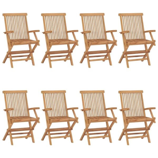 Furniture Limited Gartenstühle mit Cremeweißen Kissen 8 Stk. Massivholz Teak